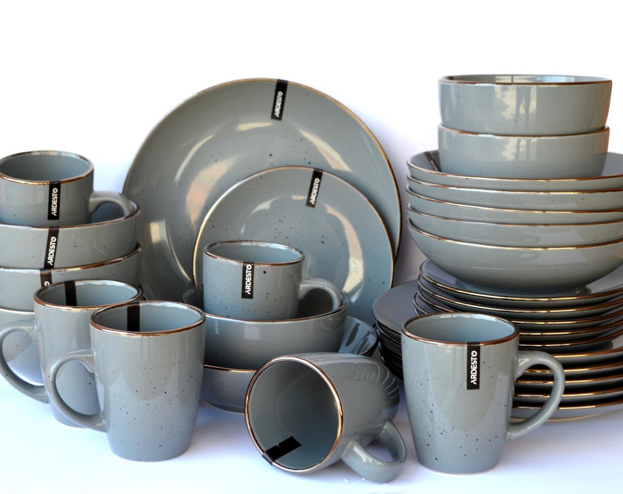 Сервіз столовий Ardesto Bagheria Grey AR0012GREY 12 пр. Сірий (8-6-5086564)