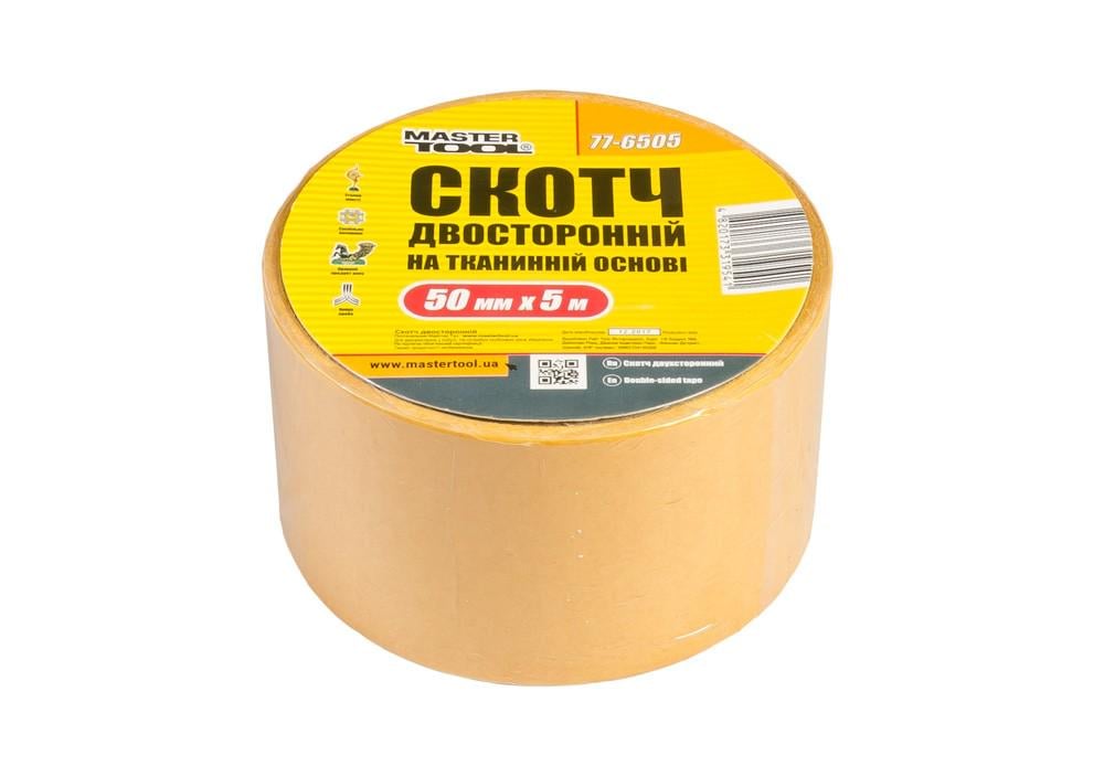 Стрічка двостороння MasterTool на тканинній основі 50 мм 5 м (77-6505)