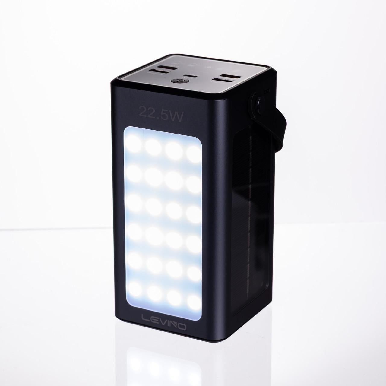 Повербанк LEVINO N-40 50000 mAh с солнечной панелью PD 22,5W USB-C/USB-A LED-фонарь IP65