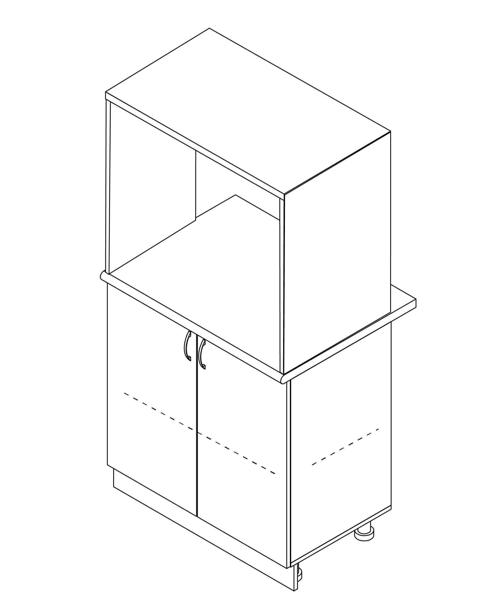 Тумба двухдверная МАКСИ-МЕБЕЛЬ без ящиков с отделением под МВ печь со столешницей 500 Дуб сонома/Белый гладкий (72079) - фото 2