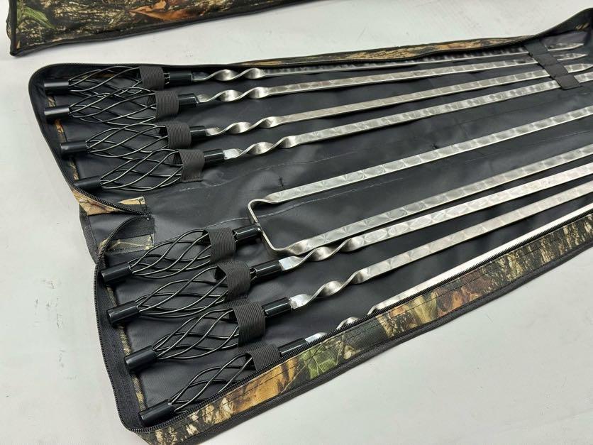 Набір шампурів з подвійним шампуром Ексклюзив із нержавіючої сталі в чохлі книжці 9 шт. (21-10-NB-2296) - фото 3 Набір шампурів з подвійним шампуром Ексклюзив із нержавіючої сталі в чохлі книжці 9 шт. (21-10-NB-2296) - фото 3