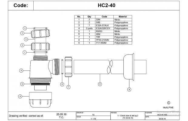 Сифон для умывальника Mcalpine 1,1/4х40 (HC2-40) - фото 3