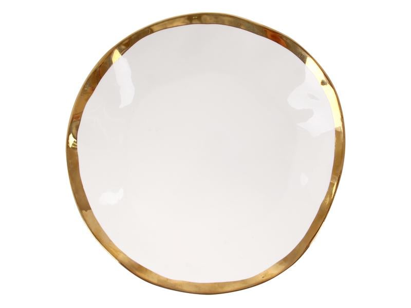 Сервировочная фарфоровая тарелка Light House Золотая кайма 26 см Белый (925-015)