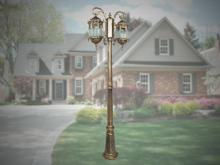 Садовий світильник в класичному стилі на два плафони Бронзовий (DJ018-M/2) - фото 3