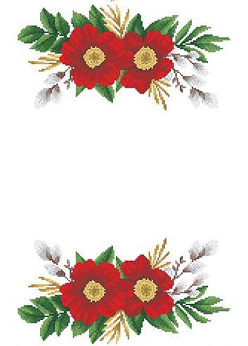 Схема на габардине пасхальное полотенце для вышивки бисером и нитками (ТР776)