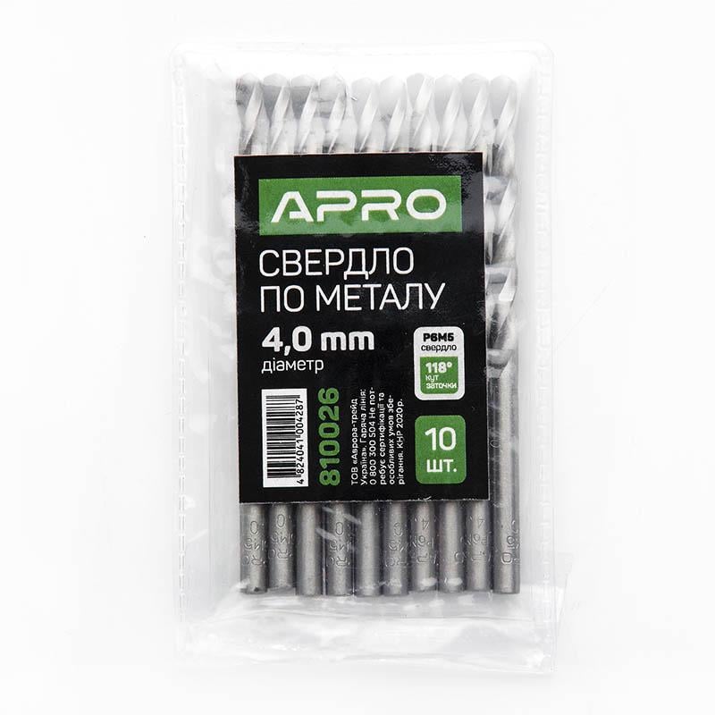 Свердло по металу Apro Р6М5 4 мм (810026)