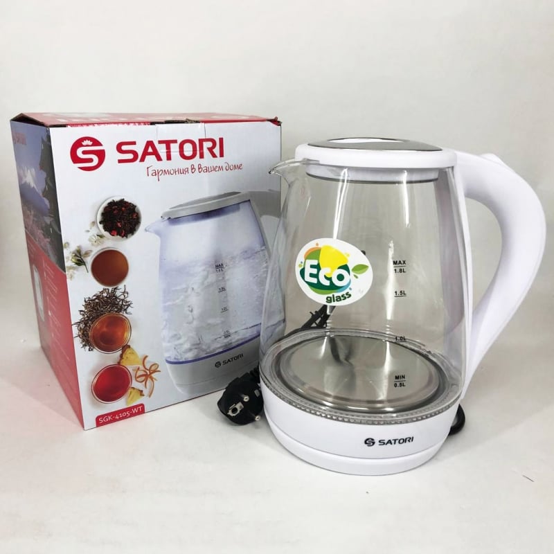 Електрочайник Satori SGK-4105-WT скляний 1,8 л 1500 Вт (tf5874) - фото 5