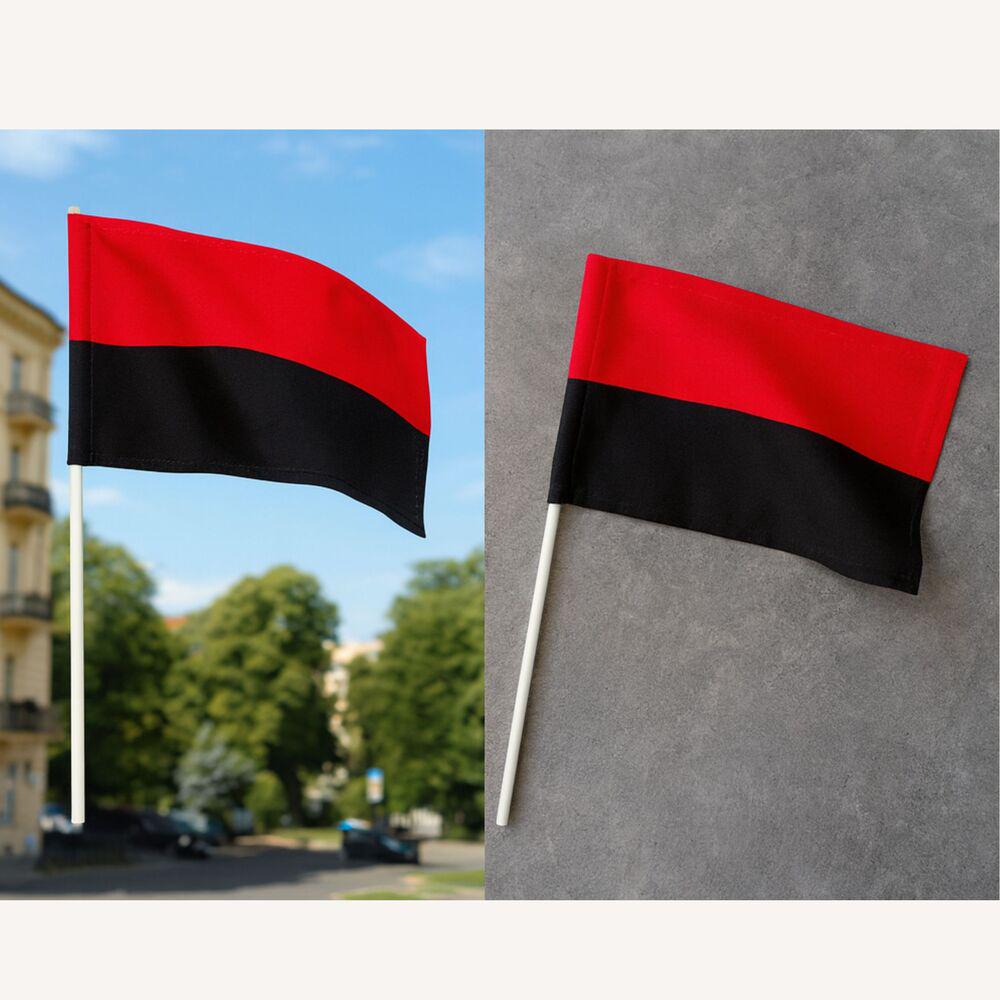 Флаг Украины УПА на палочке габардин 24х16 см Красно-черный (26913) - фото 4 Флаг Украины УПА на палочке габардин 24х16 см Красно-черный (26913) - фото 4