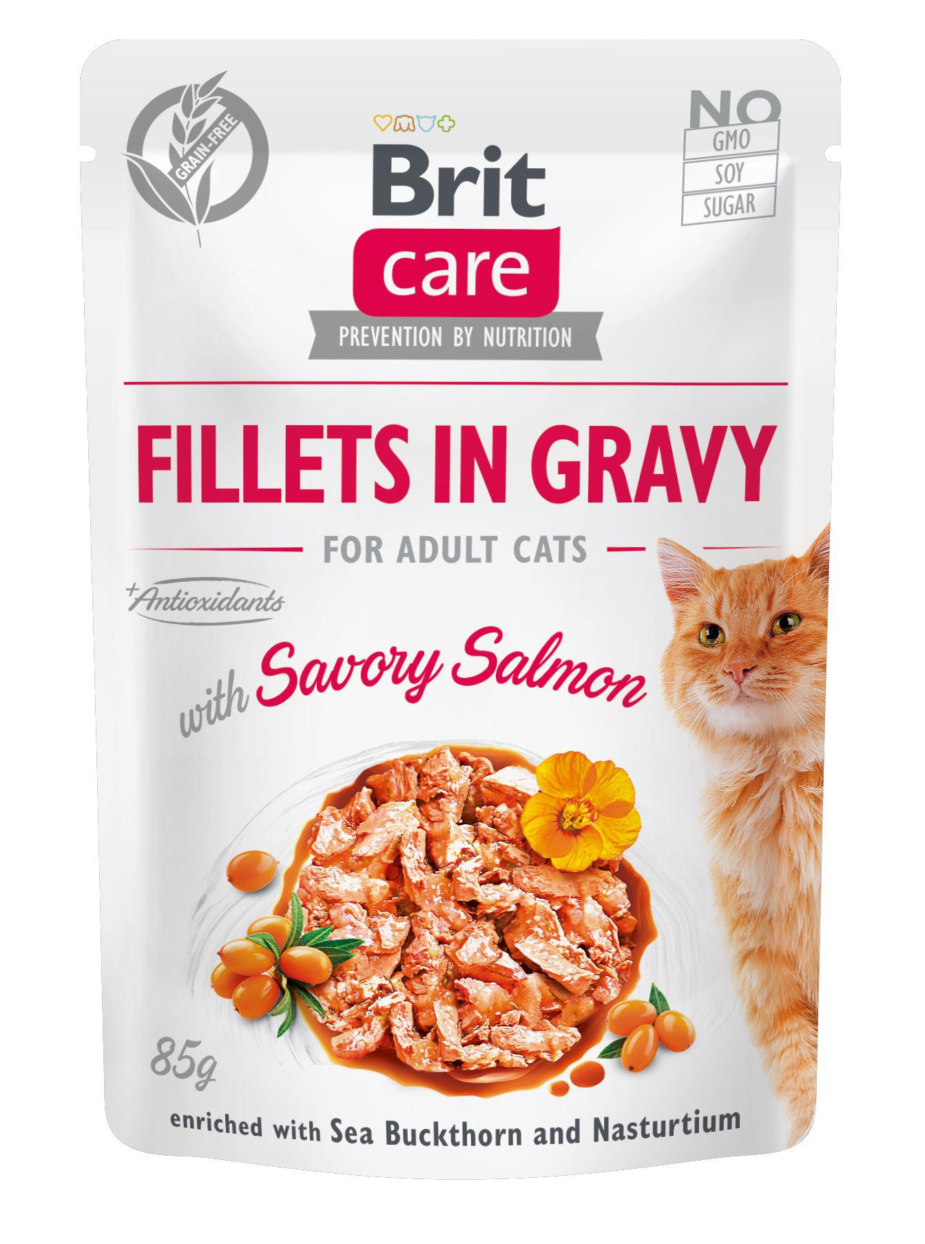Корм влажный для кошек Brit Care Cat pouch филе лосося в соусе 85 г