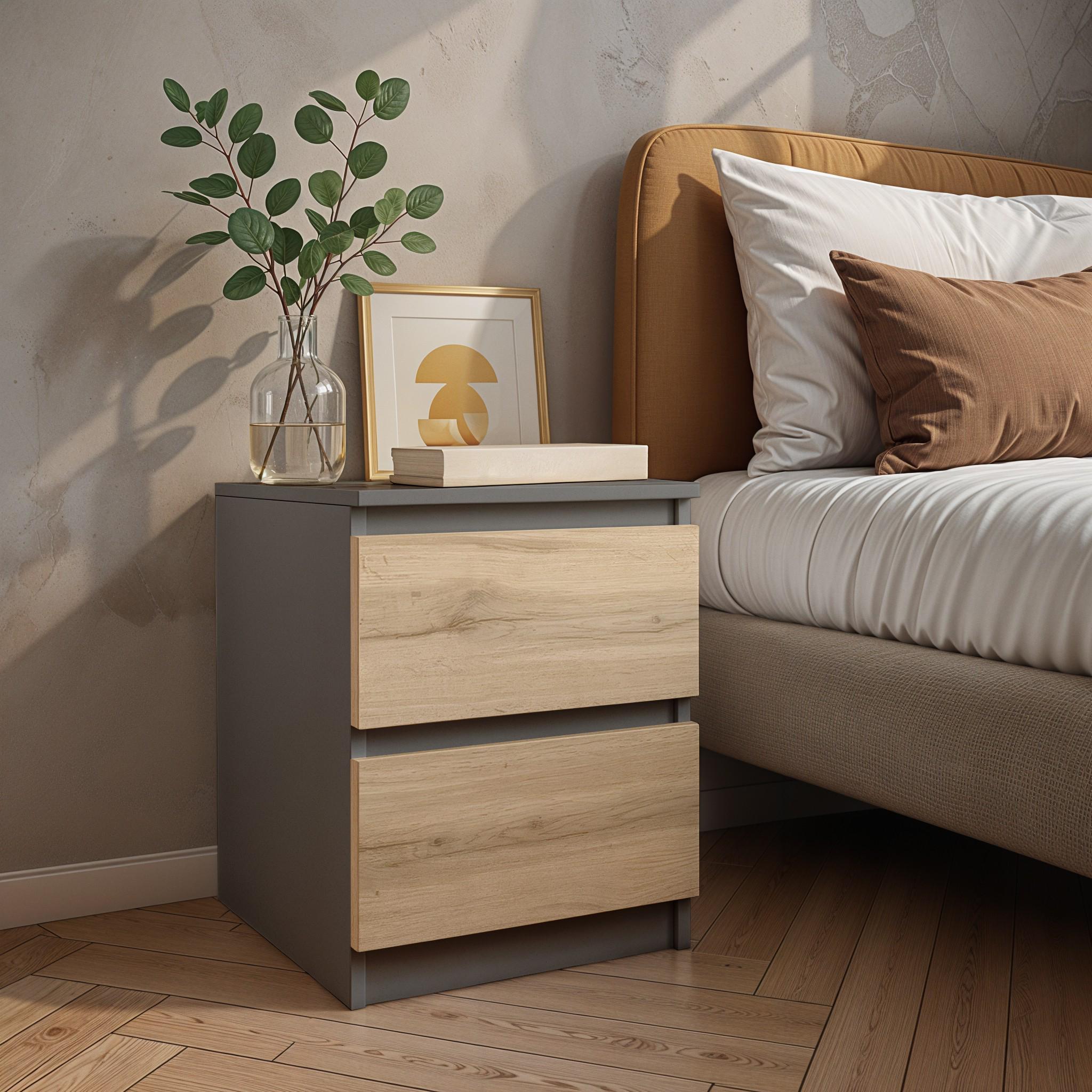 Тумба прикроватная FT-225 400х400х530 мм Антрацит/Дуб Аппалачи - фото 1