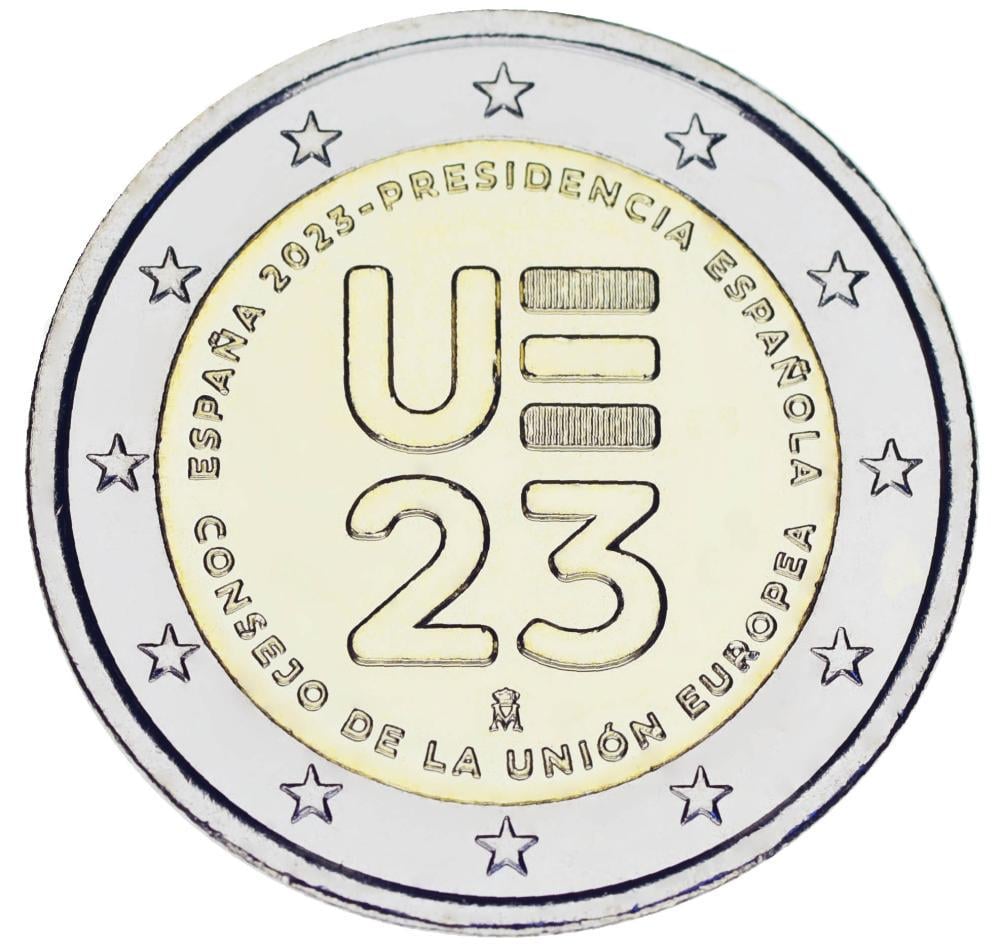 Коллекционная монета Испания 2 евро 2023 Биметалл UNC 50-летие вступления в ЕС (М17754)