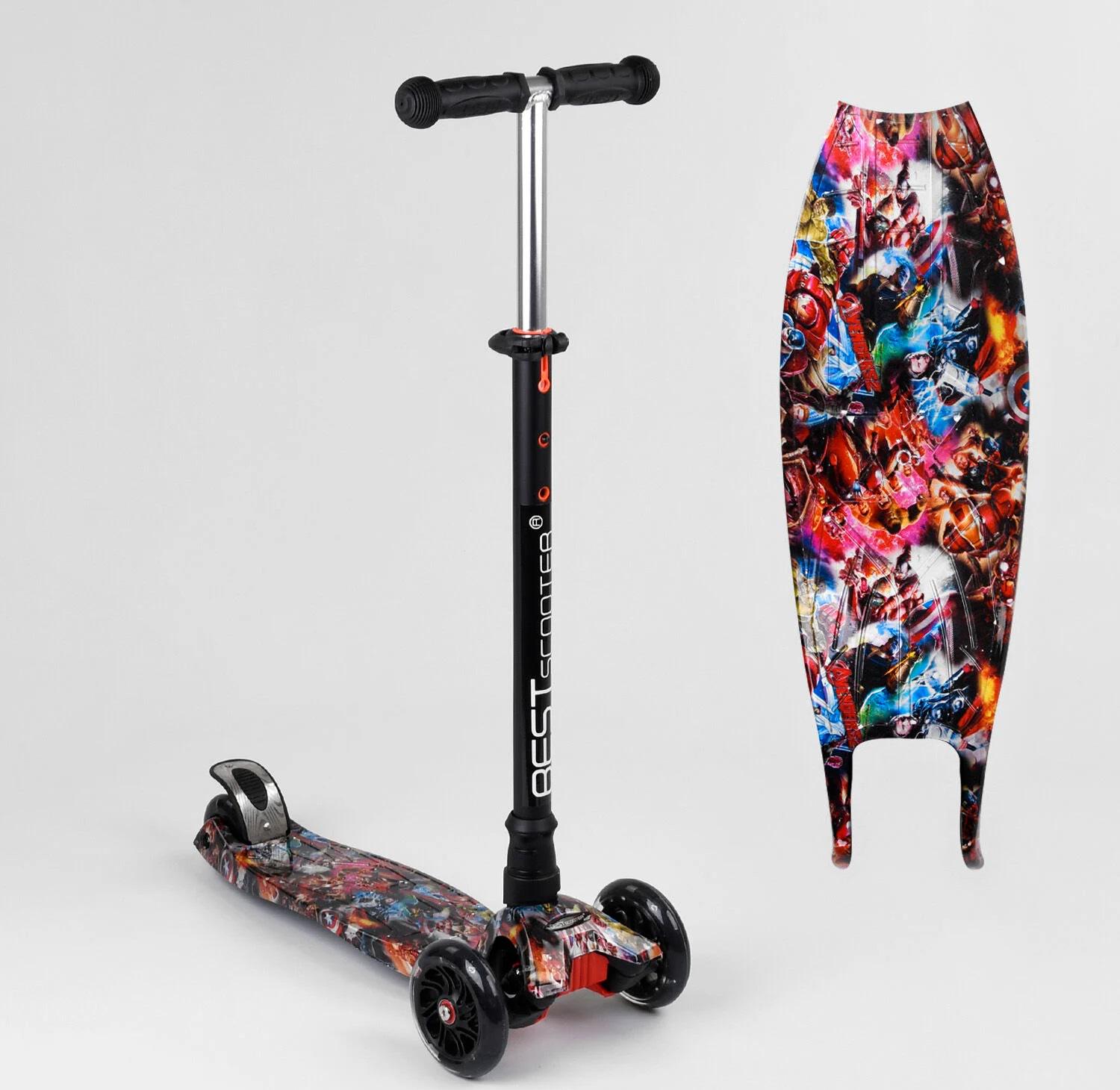 Дитячий самокат Best Scooter A 25780 MAXI 4 PU колеса з підсвічуванням Чорний (A 25780) - фото 5