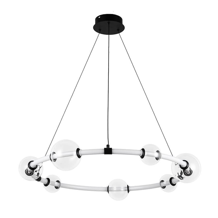 Люстра подвесная светодиодная кольцо Levistella 7812021 750 BK Черный с белым Люстра подвесная светодиодная кольцо Levistella 7812021 750 BK Черный с белым