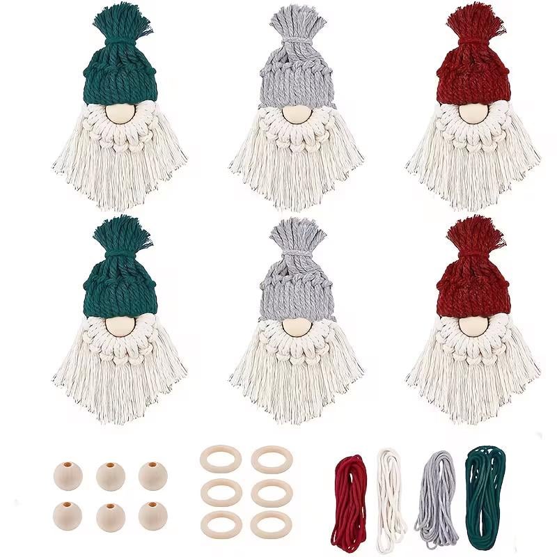 Набір для макраме LET'S RESIN 6 різдвяних гномів своїми руками для початківців