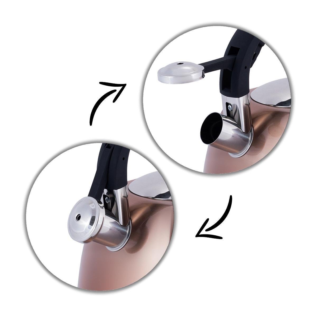 Чайник Kamille из нержавеющей стали со свистком 3 л Бронзовый (22412245) - фото 2 Чайник Kamille из нержавеющей стали со свистком 3 л Бронзовый (22412245) - фото 2