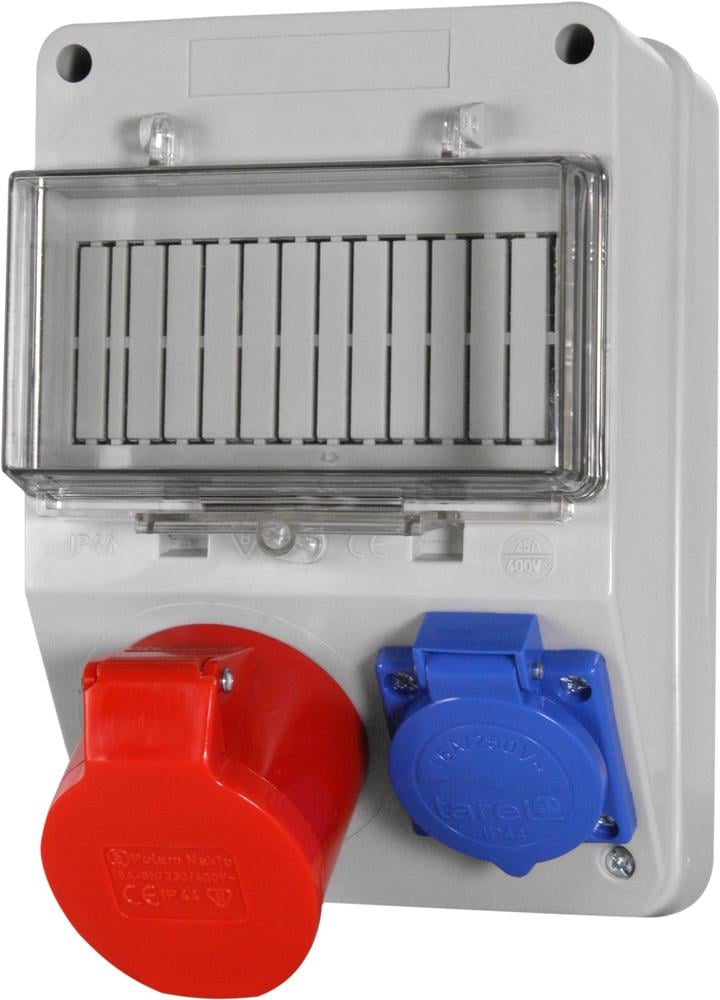 Набор монтажный E.NEXT розетки 1x16А 400 В 3Р+N+PE 1x16А 250 В 2P+PE клеммная колодка 5х4 мм2 (6263-130)