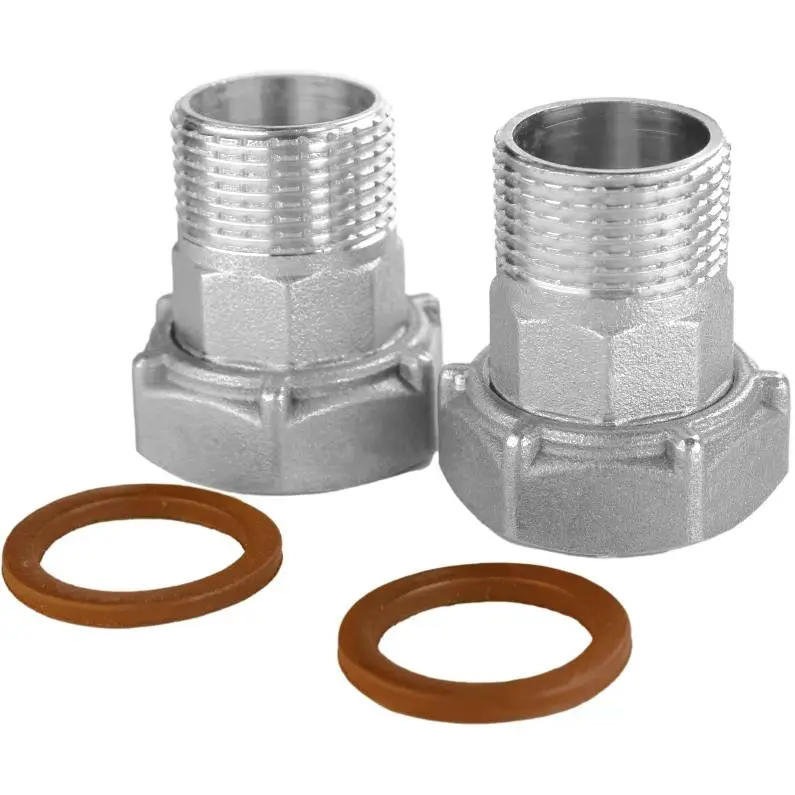 Комплект штуцеров VA для счетчика никелированный 1 1/2”х1 1/4” ВЗ с прокладкой (Б2748КбА(нк)