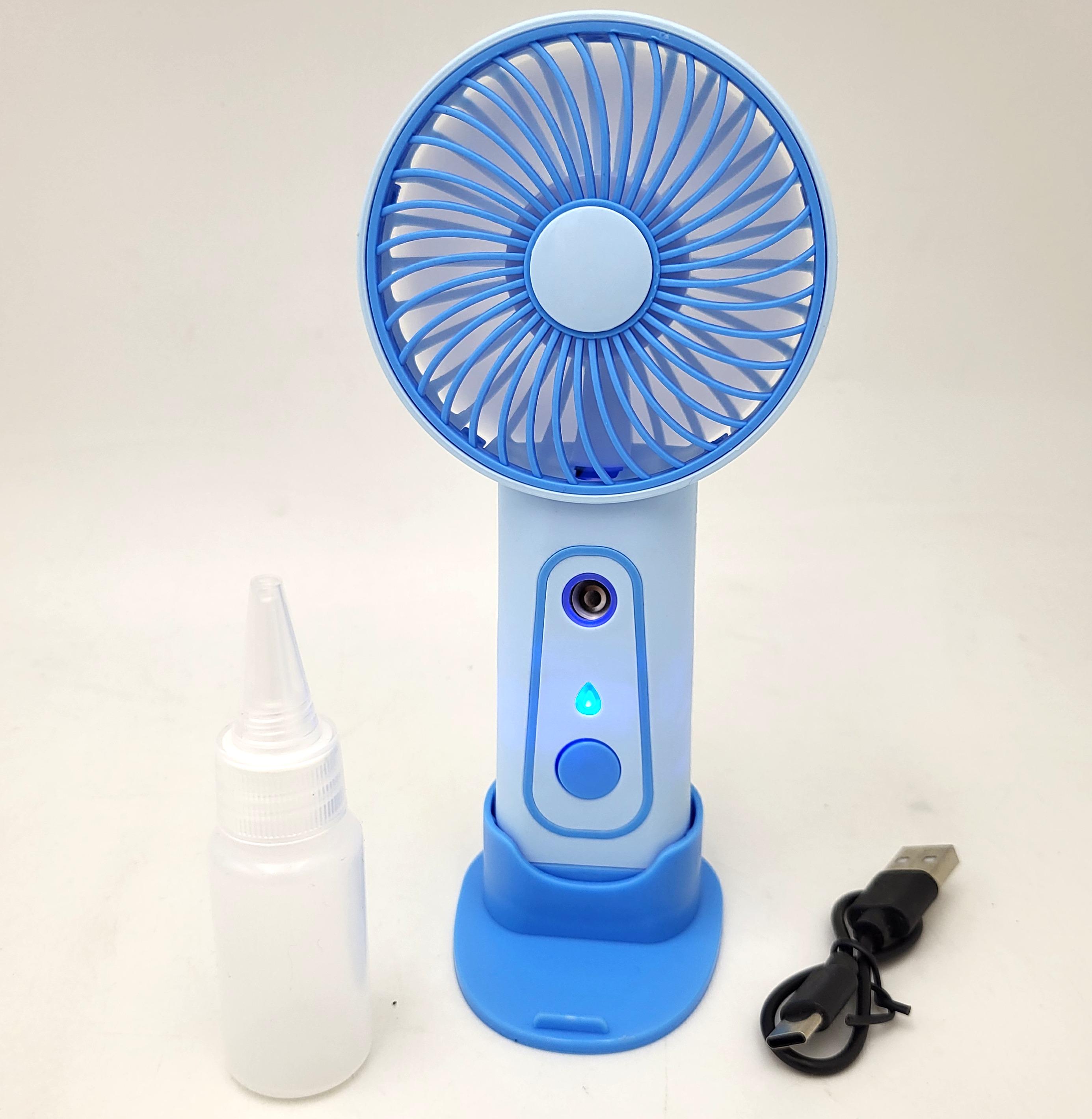 Вентилятор аккумуляторный WL-1569 с распылителем воды с подставкой от USB 8 см