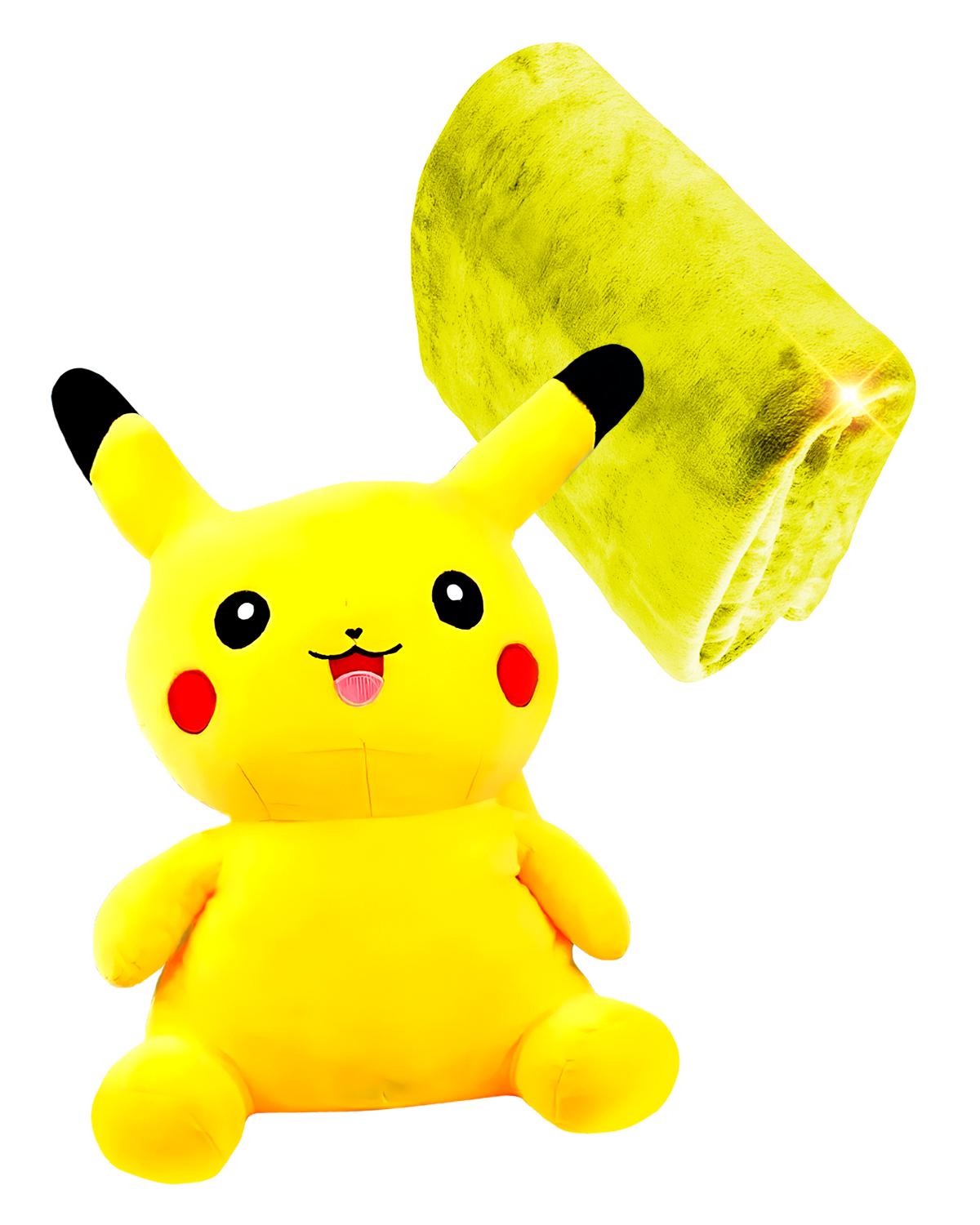 Мягкая игрушка плюшевая BRS Покемон Пикачу плюшевая 50 см с пледом 160х100 см Желтый (23323038)