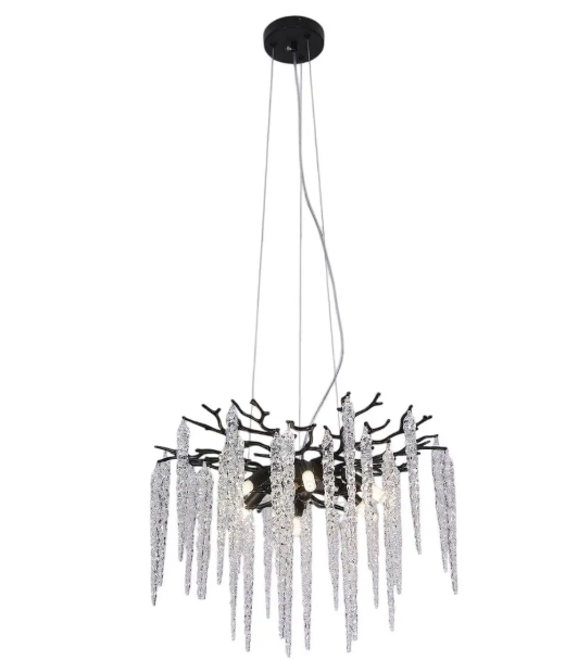 Люстра подвесная хрустальная Sirius G9х8 хрустальные гроздья (Ш 33035-600 BK)