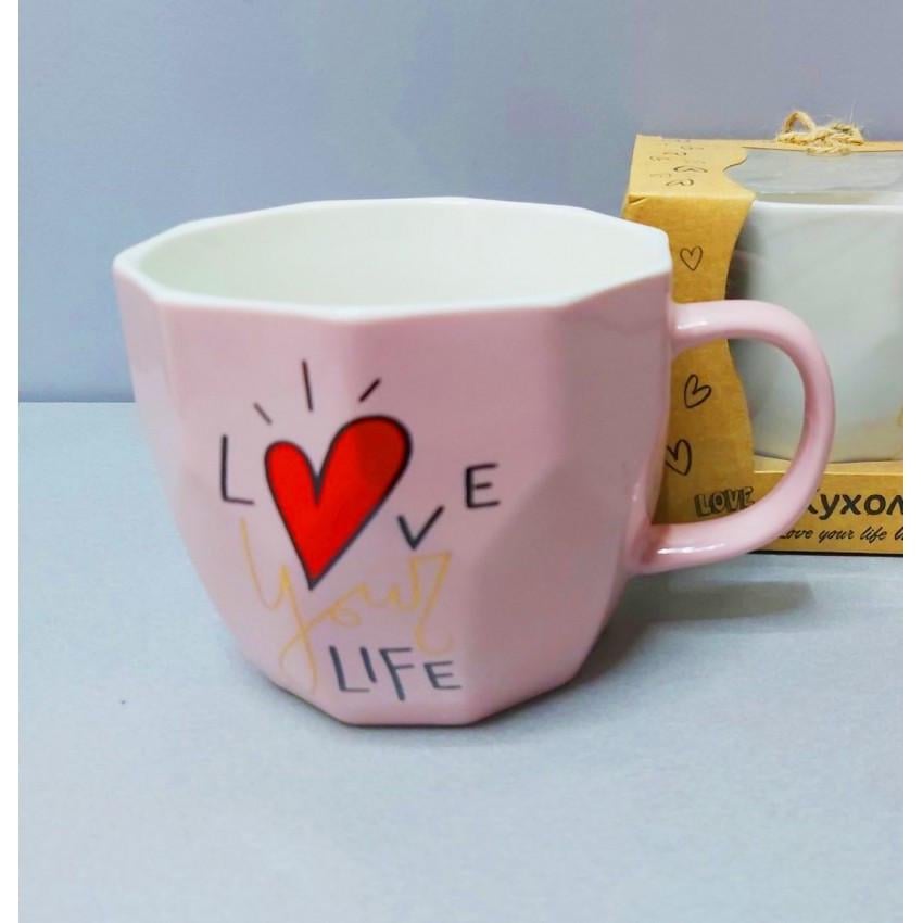 Чашка Milika Love your life M0520-L254P фарфоровая 360 мл Pink
