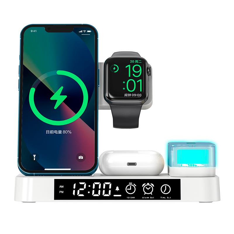 Зарядний пристрій бездротовий Qi XYJ A37 RGB 4в1 для Watch/Airpods/Phone Білий (600709) - фото 2