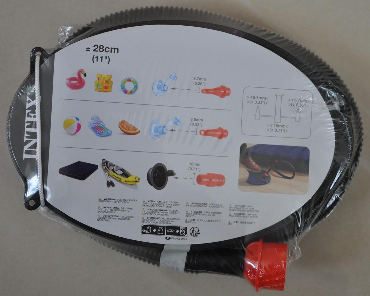 Ножний насос жабка для човна для матраців Intex 69611 з набором латок самоклеєк (2472511815) - фото 2