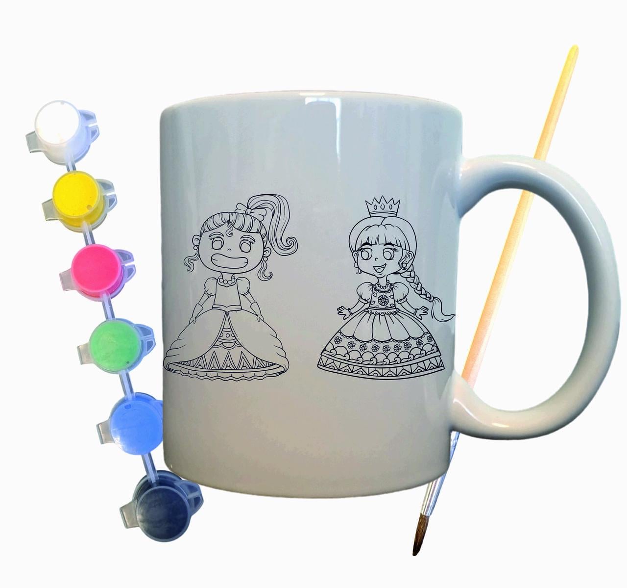 Набор для творчества кружка раскраска Принцессы 330 мл Белый (КР0041)