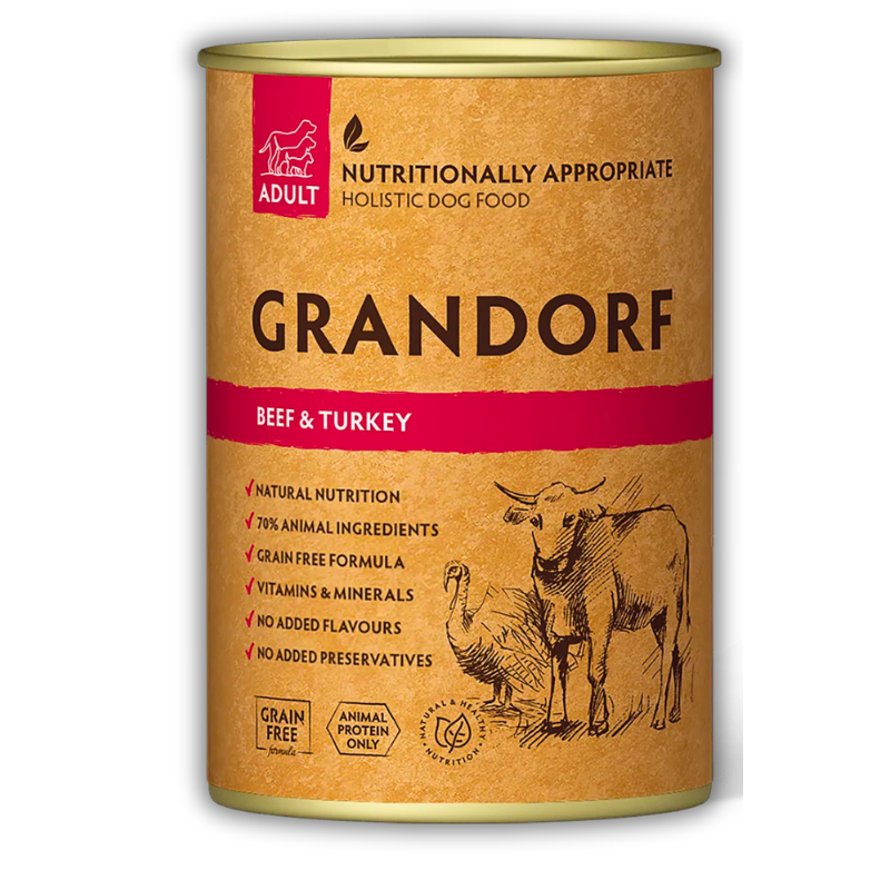 Корм для собак влажный Grandorf Говядина и индейка для взрослых собак всех пород 400 г (GDW99404) Корм для собак влажный Grandorf Говядина и индейка для взрослых собак всех пород 400 г (GDW99404)