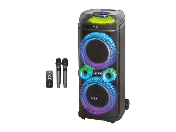 Портативная колонка акустическая для караоке ZXX-9900 Bluetooth LED-подсветка с 2 микрофонами 80 Вт 2х10" (33003764)