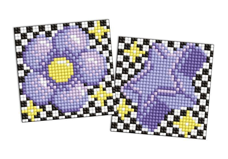 Алмазная мозаика на стикере Ideyka Фиолетовый цветок и звезда из 2 сюжетов 9х9 см (Id-AMS1180)