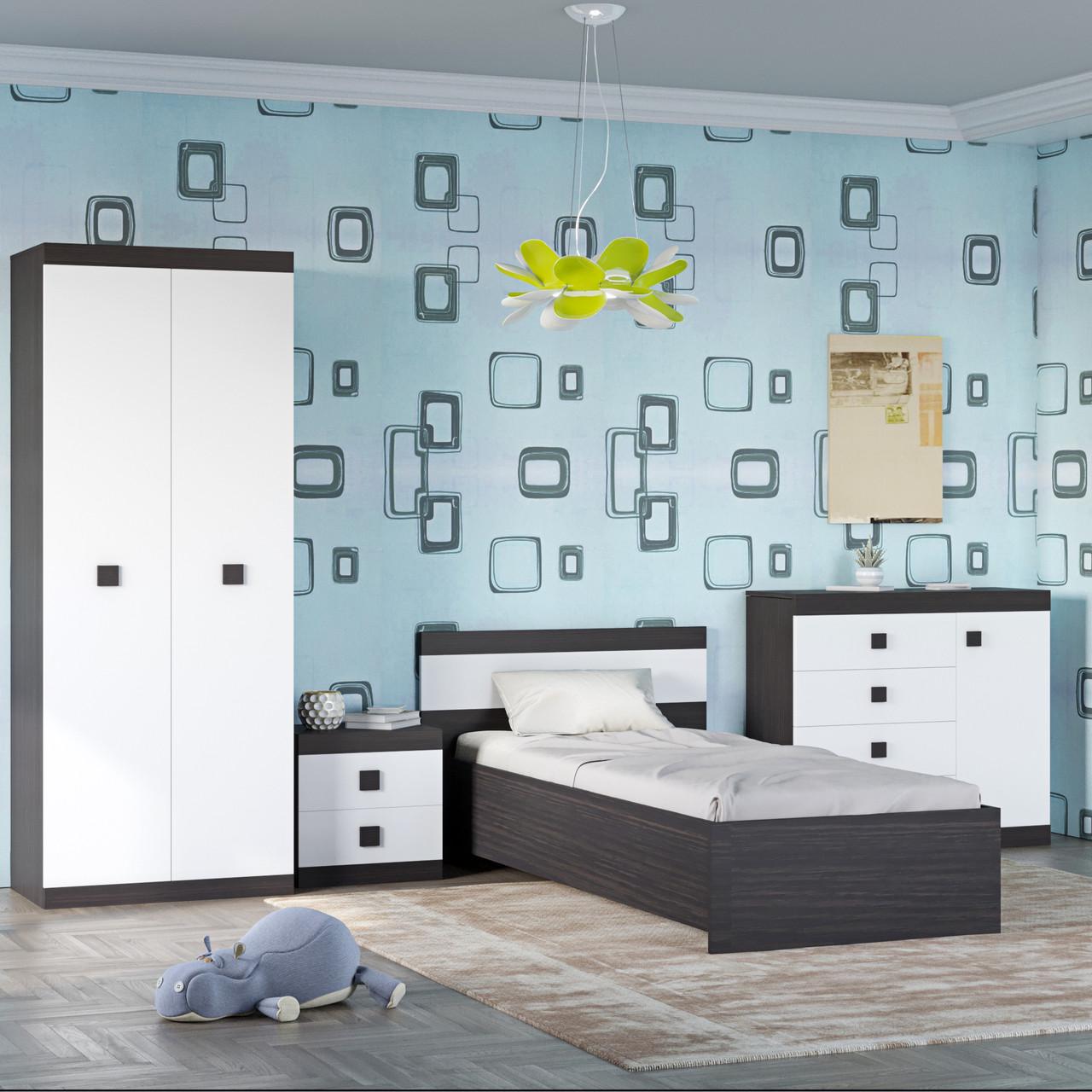 Спальня дитяча Еверест Соната Комплект 7 модульна 4 елементи Венге темний/Білий (DTM-2590) - фото 2 Спальня дитяча Еверест Соната Комплект 7 модульна 4 елементи Венге темний/Білий (DTM-2590) - фото 2
