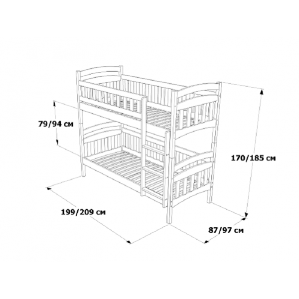 Ліжко двоярусне з бортиком ДрімКО Білосніжка з масиву бука покриття лак 80х200 см Венге (29533) - фото 4