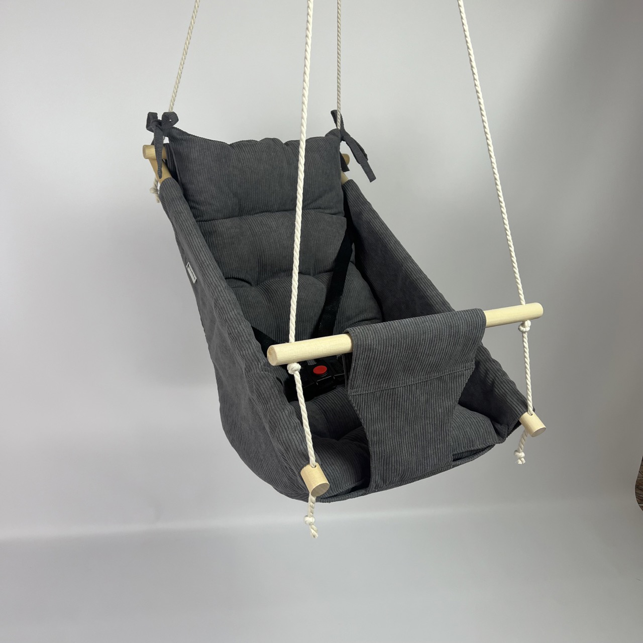 Подвесные детские качели Колыбелька из вельвета Темно-серый (gs-8706)