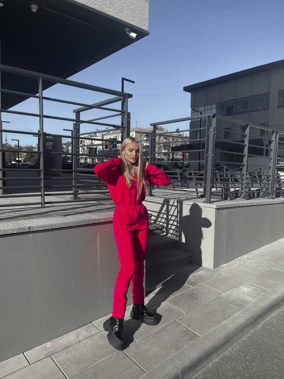 Комбинезон флисовый Клапан 46-48 см Фуксия