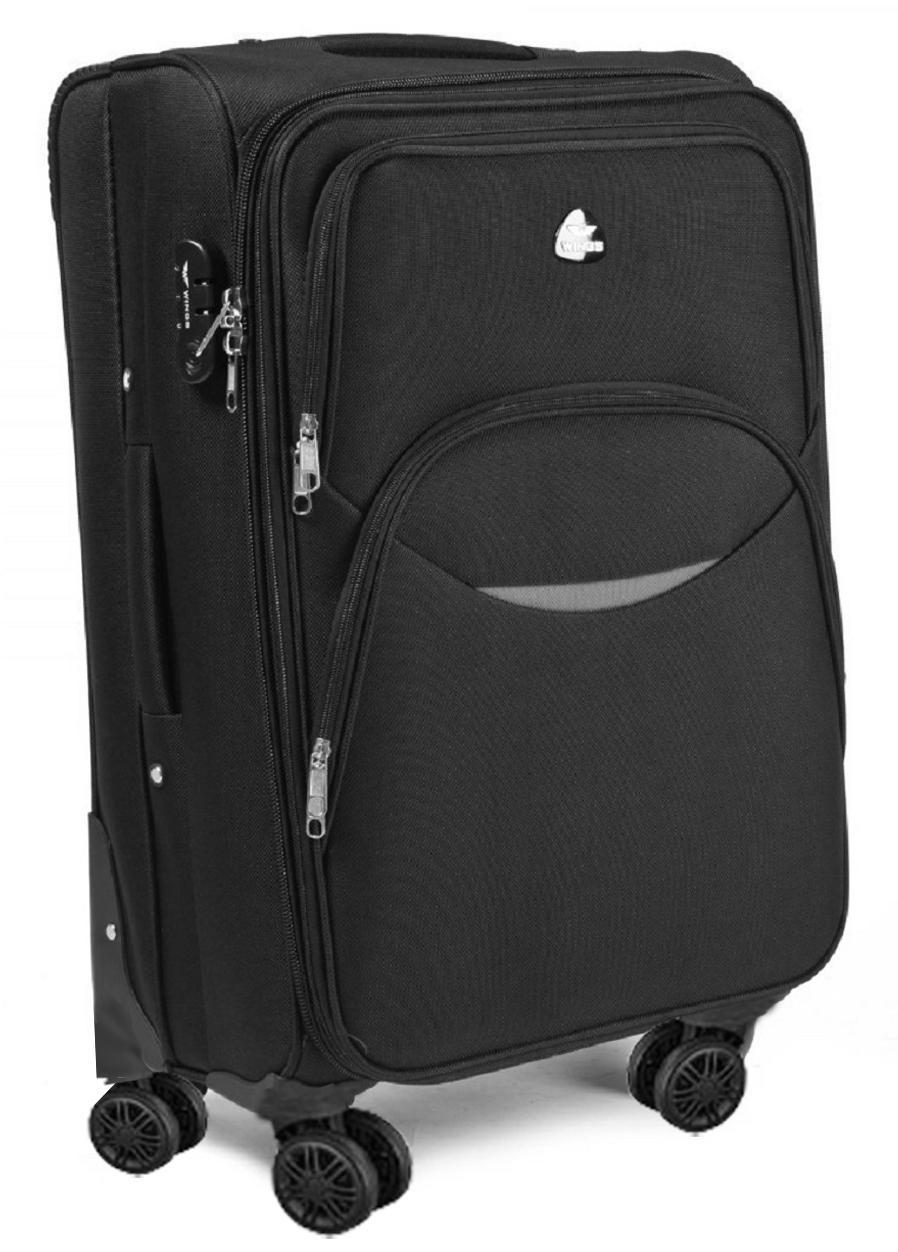 Чемодан тканевый Wings 1708 средний 4 колеса Черный (Vt00092)