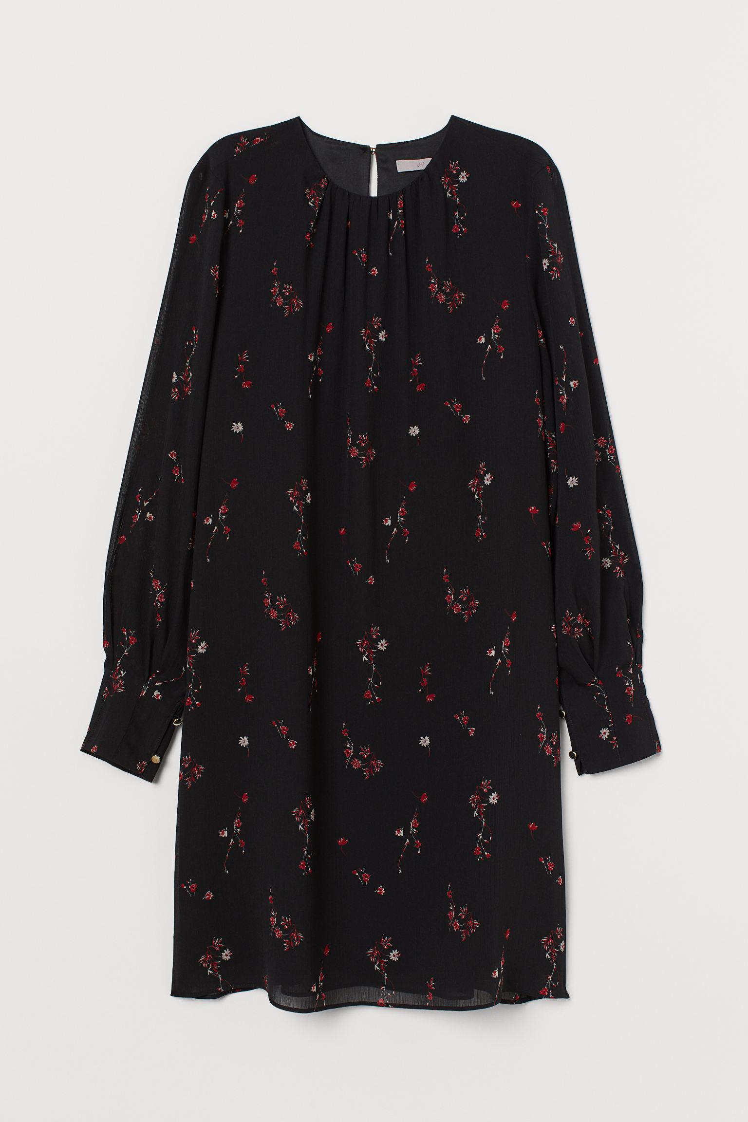 Платье H&M Цветы р. 36 Черный (1511810592)