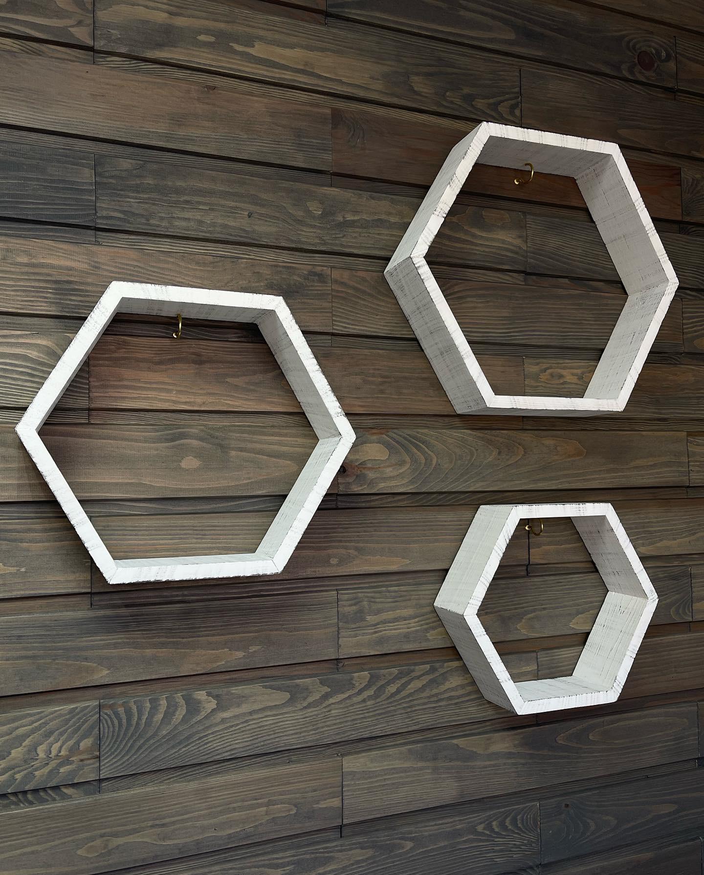 Полки соты деревянные 3 шт. Бело-серый (102) - фото 3