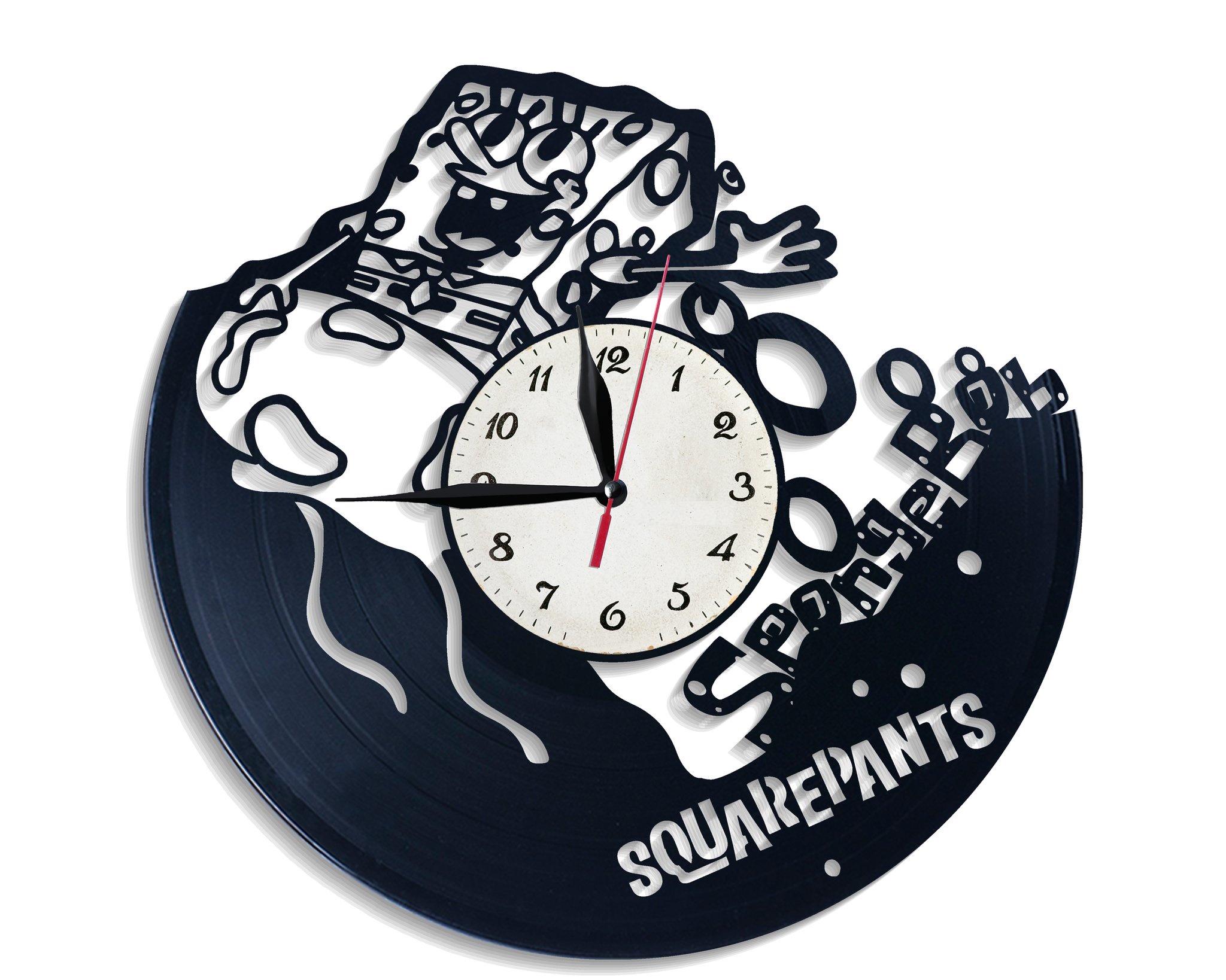 Часы настенные Губка Боб Квадратные Штаны 2839 из виниловой пластинки