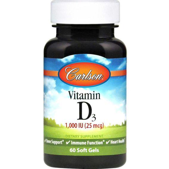 Витамин D Carlson Labs Vitamin D3 1,000 IU 60 Soft Gels (CAR-14500)