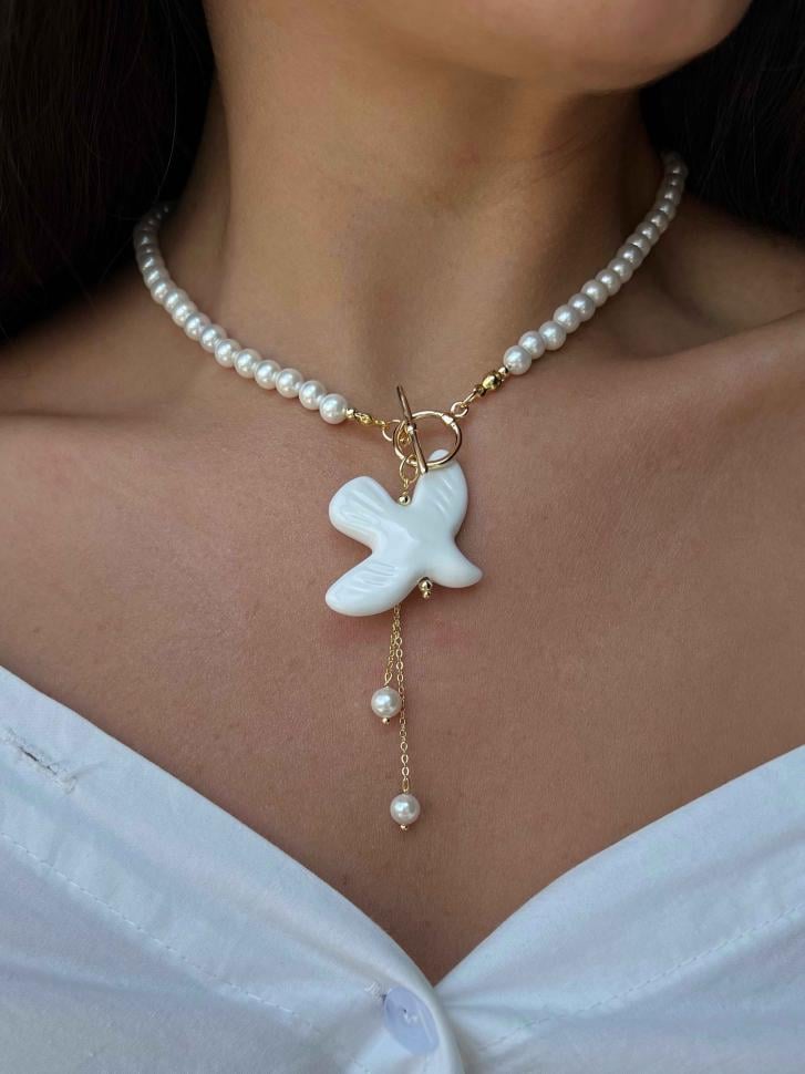 Колье с горлицей и жемчугом майорка (5493) Колье с горлицей и жемчугом майорка (5493)