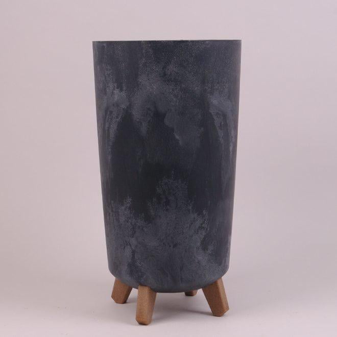 Горшок пластмассовый Flora GRACIA TUBUS SLIM BETON EFFECT 93646 на ножках 24 см Антрацитовый (DR015627)