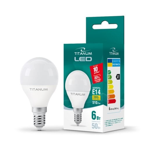 Лампа светодиодная TITANUM G45 6W E14 3000K White (10022) Лампа светодиодная TITANUM G45 6W E14 3000K White (10022)