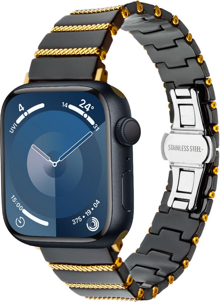 Ремешок керамический Luxury для Apple Watch 38-41 мм Series 8 7 6 5 4 3 2 SE Black Gold (33896-02)