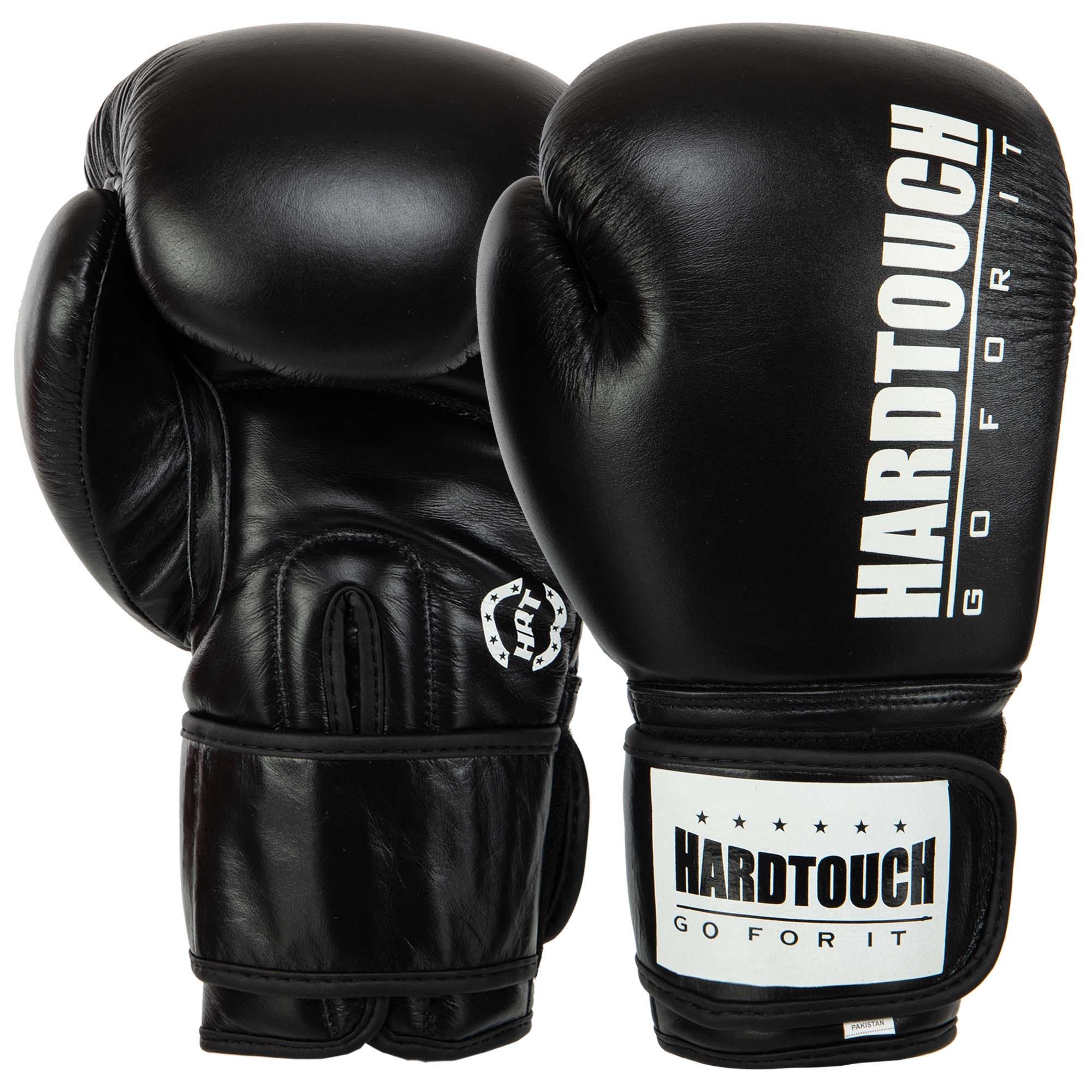 Боксерские перчатки кожаные Hard Touch BO-7714 10 oz Черный (BO-7714_Черный_10_унции)