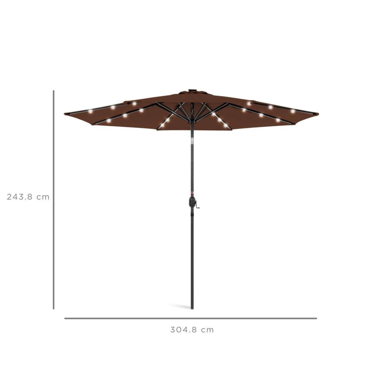 Парасолька садова з LED-підсвічуванням та сонячною панеллю 3 м Коричневий (W-7016BR) - фото 3