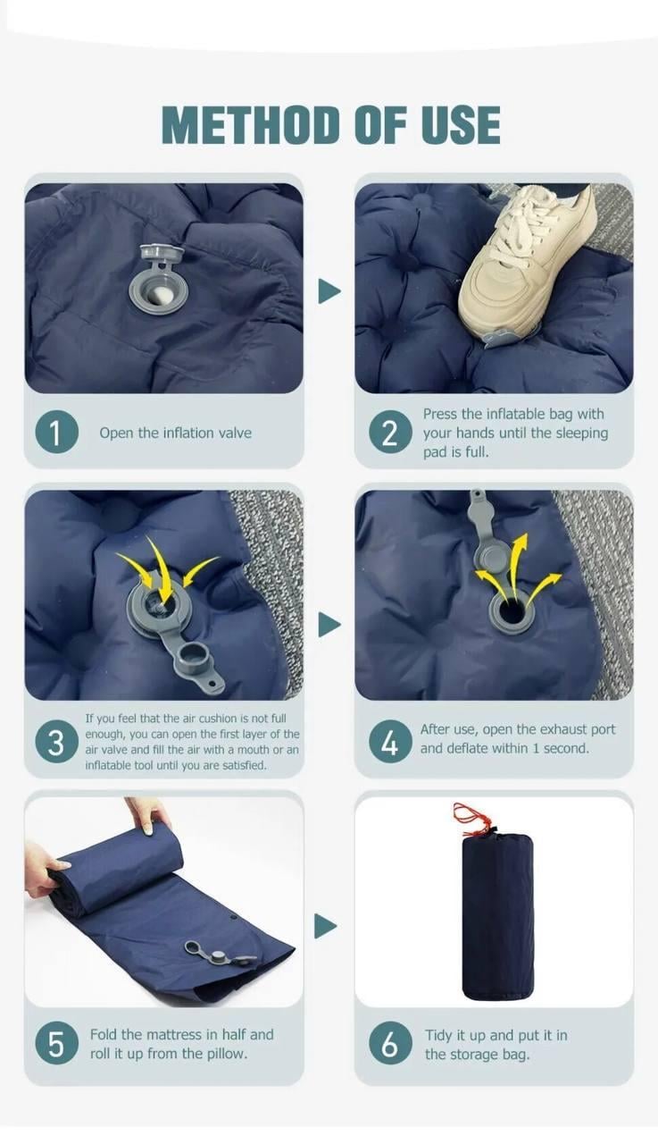 Килимок надувний двухспальний з вбудованим насосом та подушками Navy (rwj-4dv-ady) - фото 3