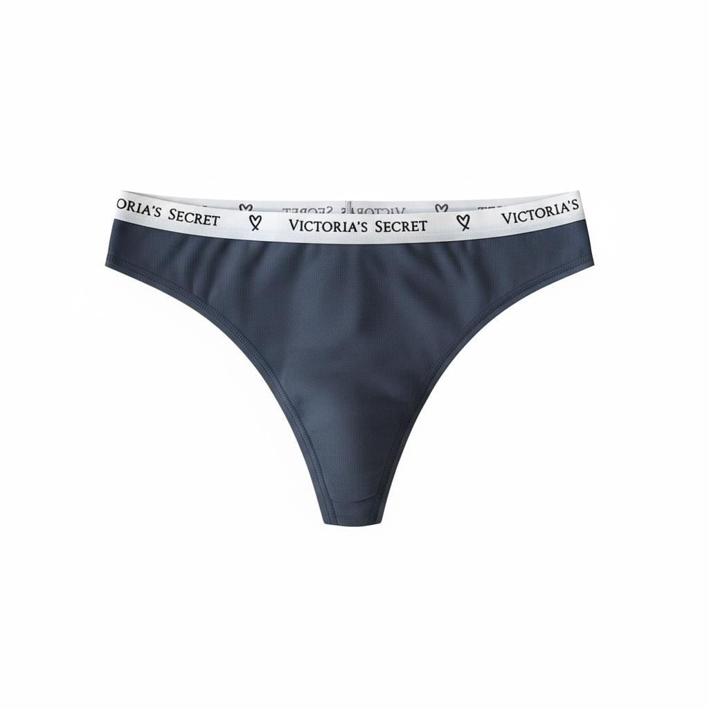 Трусики стринги Victoria's Secret Cotton Logo Thong Panty M Серый (372990)