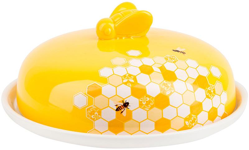 Блюдо керамическое Sweet Honey Ø 23 см для блинов с крышкой Белый/Желтый (BD-DM797-HN)