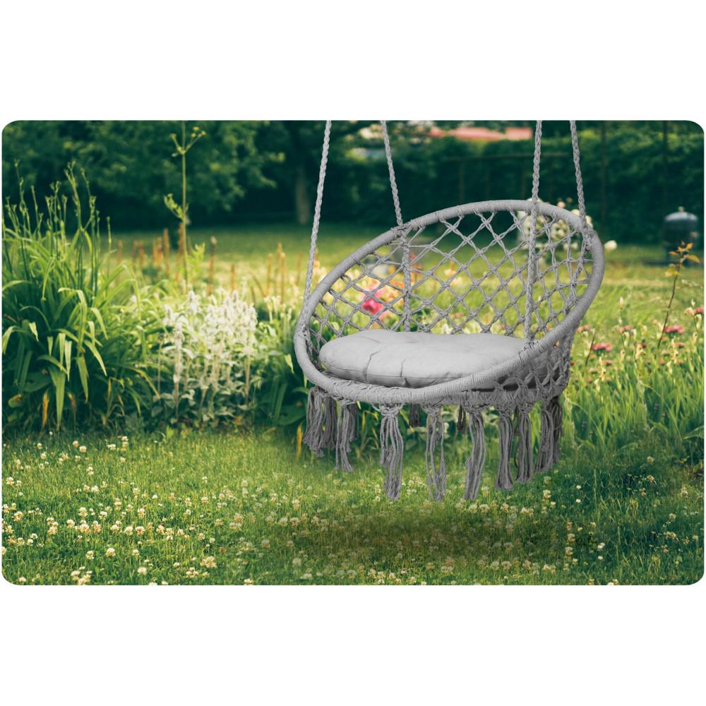 Садове підвісне крісло-гойдалка Бохо з подушкою Bonro B-092-2 Grey до 120 кг Сірий - фото 5